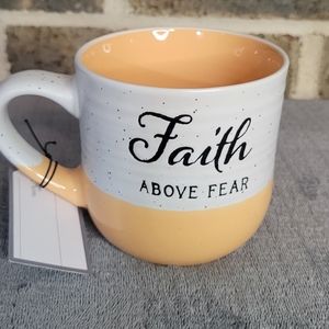 FAITH ABOVE FEAR Coffee Tea Mug Cup By Sheffield Home 16 Oz Ceramic NEW